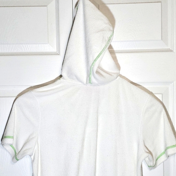 Quacker Factory Beach Cover-Up Terrycloth Womens XS Flamingo Hood Sequins Lounge - Picture 9 of 11